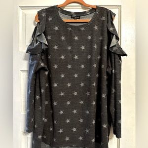Lane Bryant Ruffled, Cold-Shoulder Sweatshirt, size 22/24.
